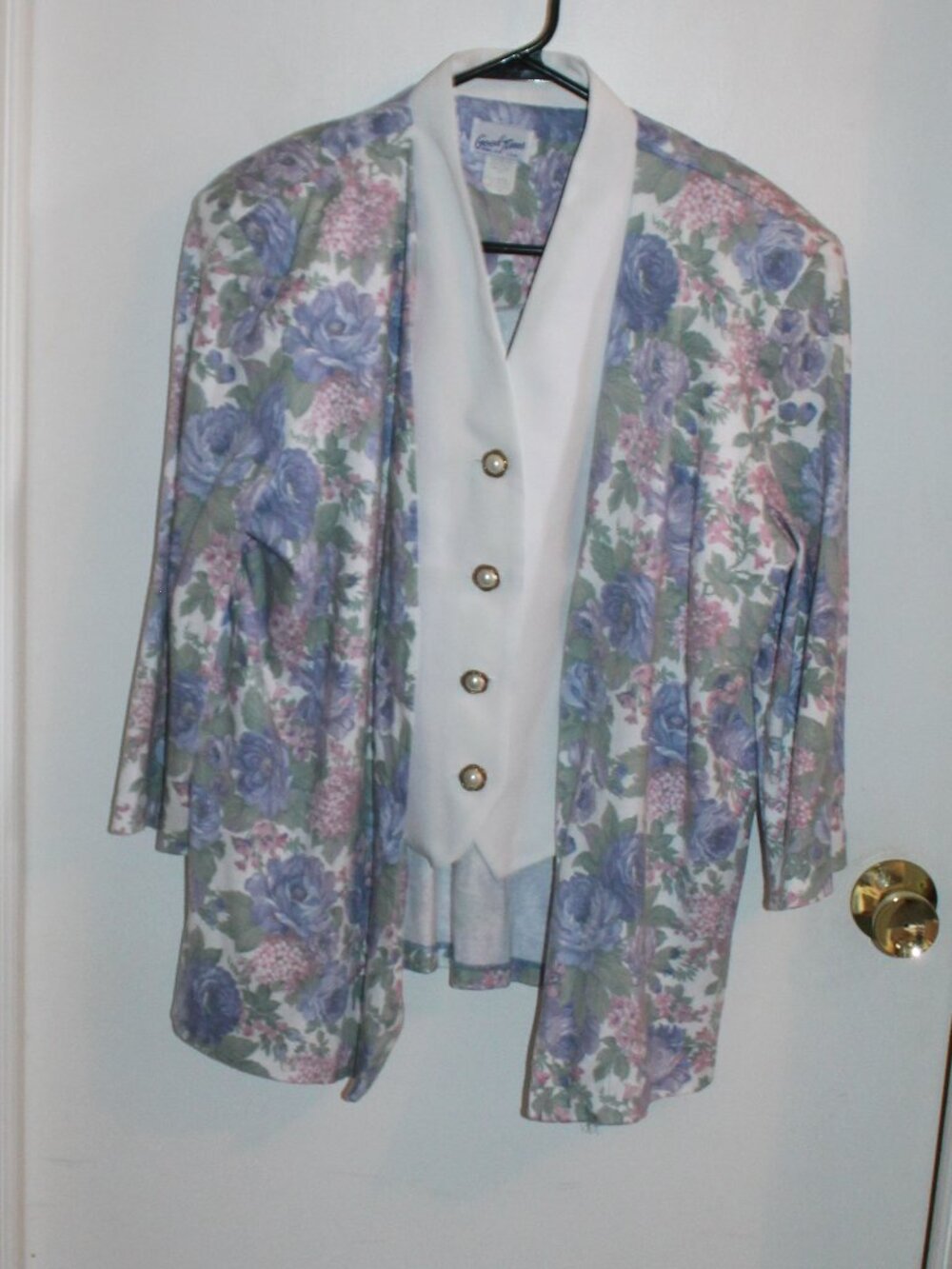 Vintage Good Times Women's Floral Blazer - Faux Vest Size 14